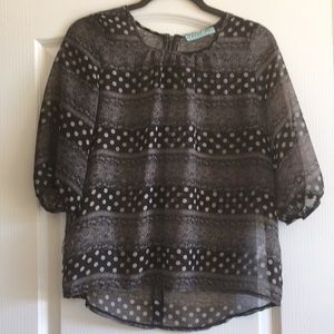 Sheer black and tan top size M